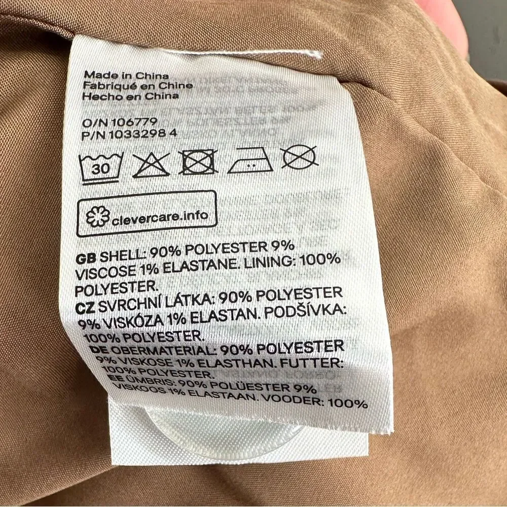 H&M Coat Double-Breasted Dark Beige New